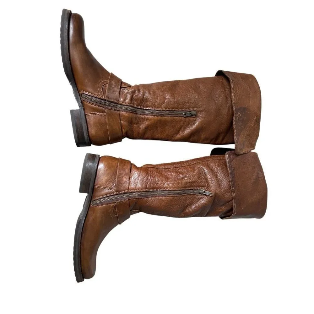 Frye Over‎ The Knee Western Leather Boots size 8 B Brown